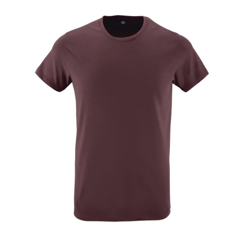 Camiseta Ajustada Hombre Cuello Redondo Regent Fit Sols - Borgoña - Sols