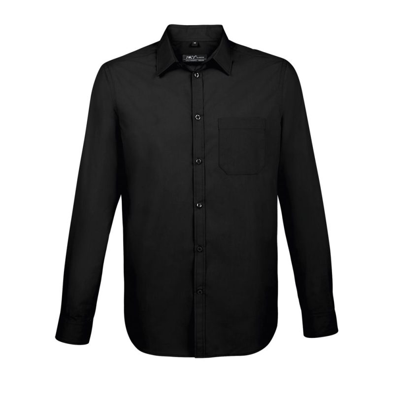 Camisa Hombre Manga Larga Bolsillo Baltimore Fit Sols - Negro - Sols