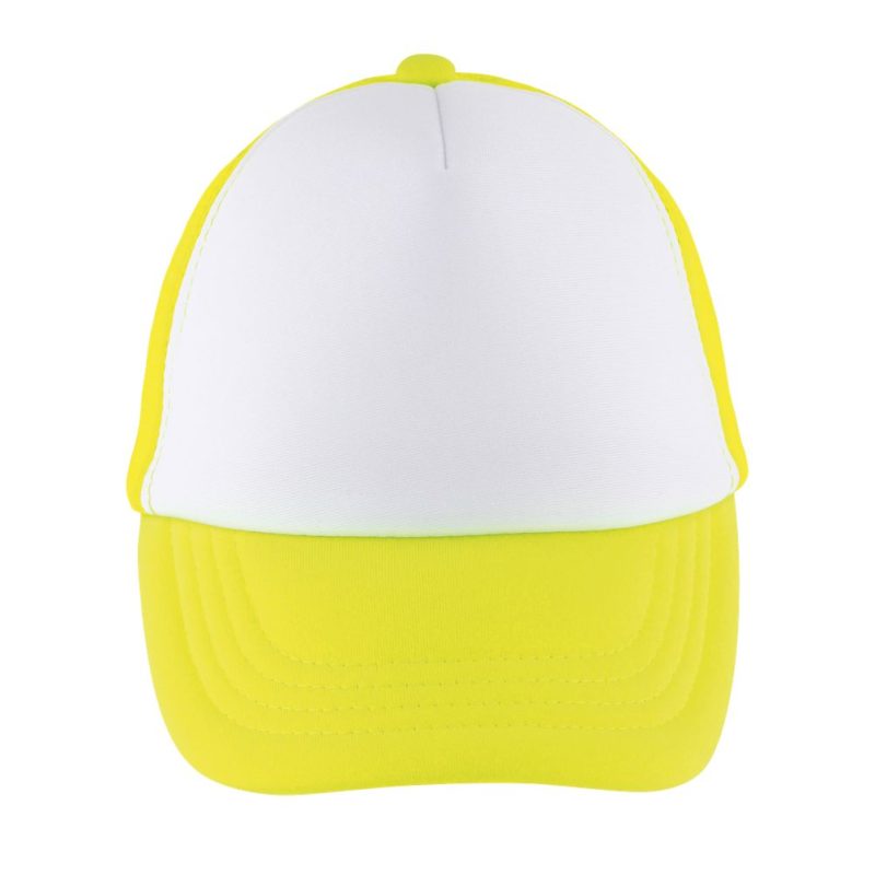 Gorra De Malla De 5 Paneles Bubble Kids Sols - Blanco Amarillo Neon - Sols