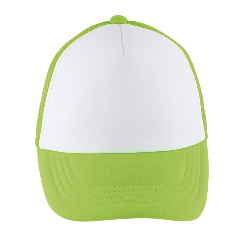 Gorra De Malla De 5 Paneles Bubble Kids Sols - Blanco Verde Neon - Sols