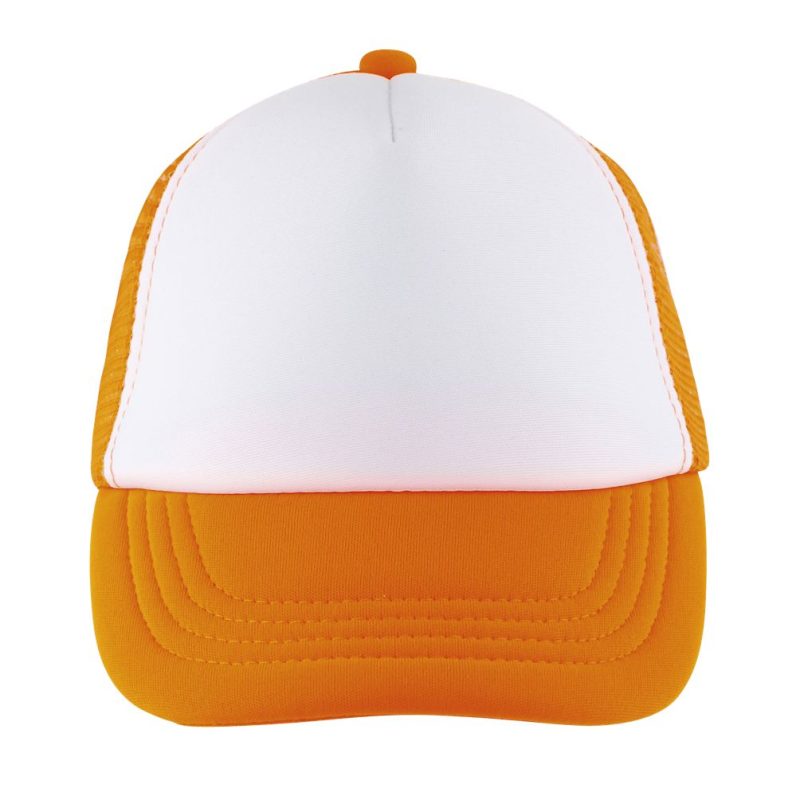 Gorra De Malla De 5 Paneles Bubble Kids Sols - Blanco Naranja Fluor - Sols