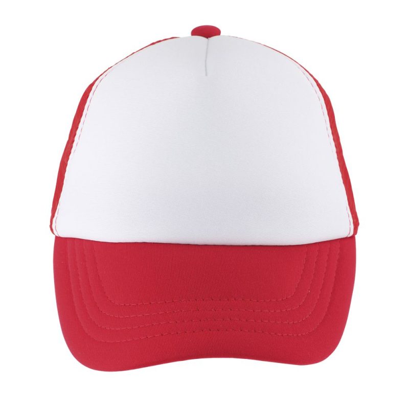 Gorra De Malla De 5 Paneles Bubble Kids Sols - Blanco Rojo - Sols