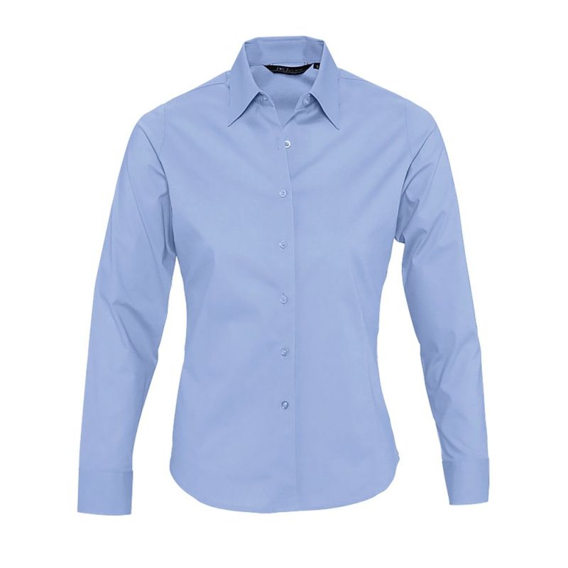 Camisa Stretch Mujer Manga Larga Eden Sols - Azul Cielo - Sols