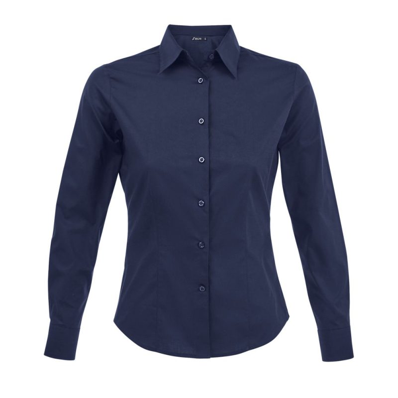 Camisa Stretch Mujer Manga Larga Eden Sols - Azul Oscuro - Sols