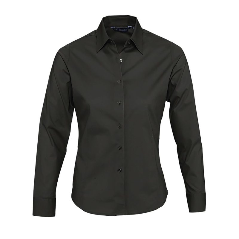 Camisa Stretch Mujer Manga Larga Eden Sols - Negro - Sols