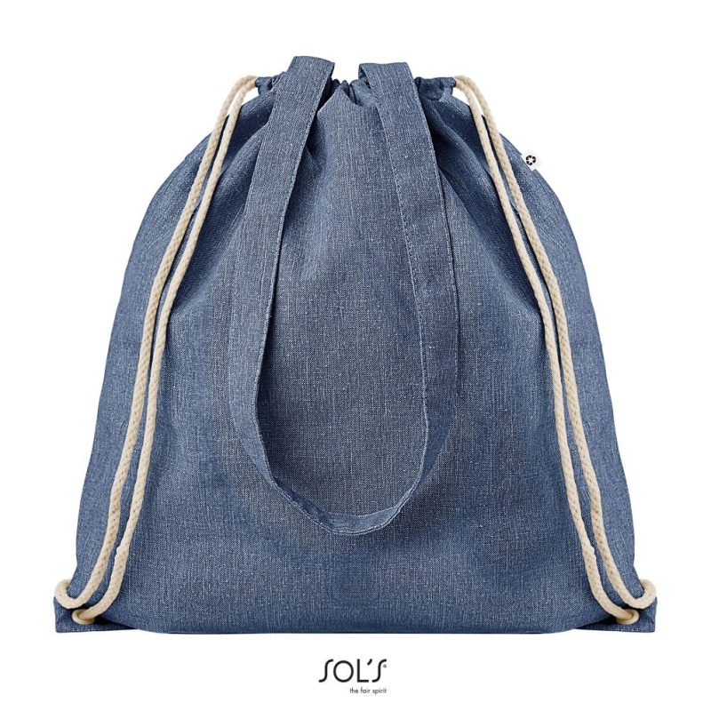 Mochila Con Cordones Y Asas Atlanta Sols - Azul Jaspeado - Sols